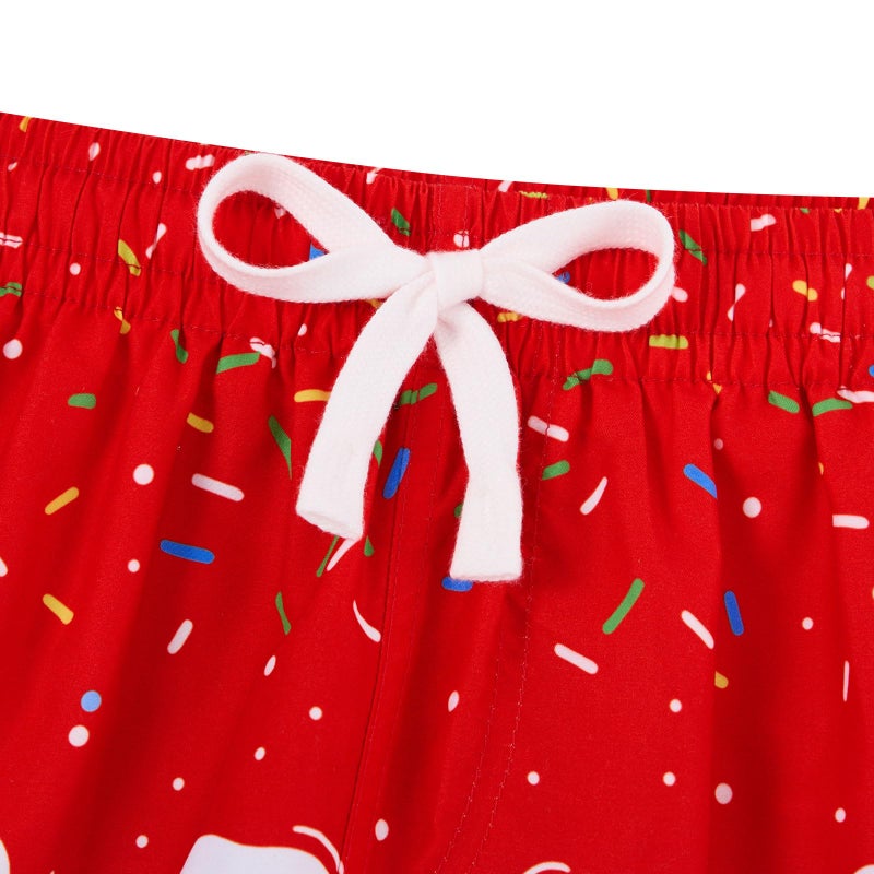 westwolf Boys Bathing Suits Compression Line Red White Board Shorts for Little Boy Size 6-7T Swimming Trunks Kids Ice Cream Swimwear Small - Image 4