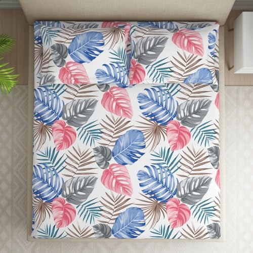 Welspun Microfiber Bedsheet for Double Bed with 2 Pillow Cover | Skin Safe & Super Soft Queen Size Bed Sheet | (87 X 94 Inch) - Floral Pink | Dazzel - Image 3