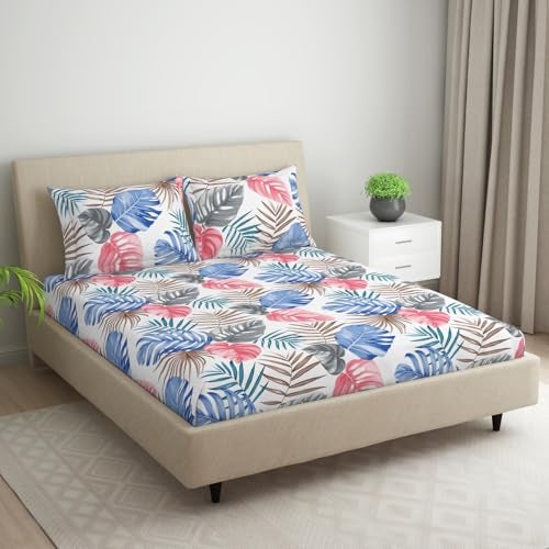 Welspun Microfiber Bedsheet for Double Bed with 2 Pillow Cover | Skin Safe & Super Soft Queen Size Bed Sheet | (87 X 94 Inch) - Floral Pink | Dazzel - Image 2