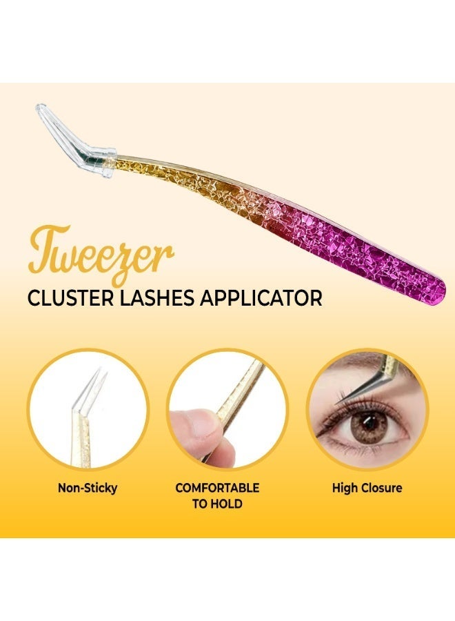 Kanza Pre Bond Type Lashes Kit with Tweezers Self Adhesive Eyelashes Eyelash Clusters Kit Autumn Maple Leaves Style Anime Eyelashes,Korean Style,Thin Black,Natural,Dynamic,Curly Wispy Lashes Cluster Kit Press on DIY Lash Extension Eye Makeup Kit Falselashes 100Pcs - Image 3