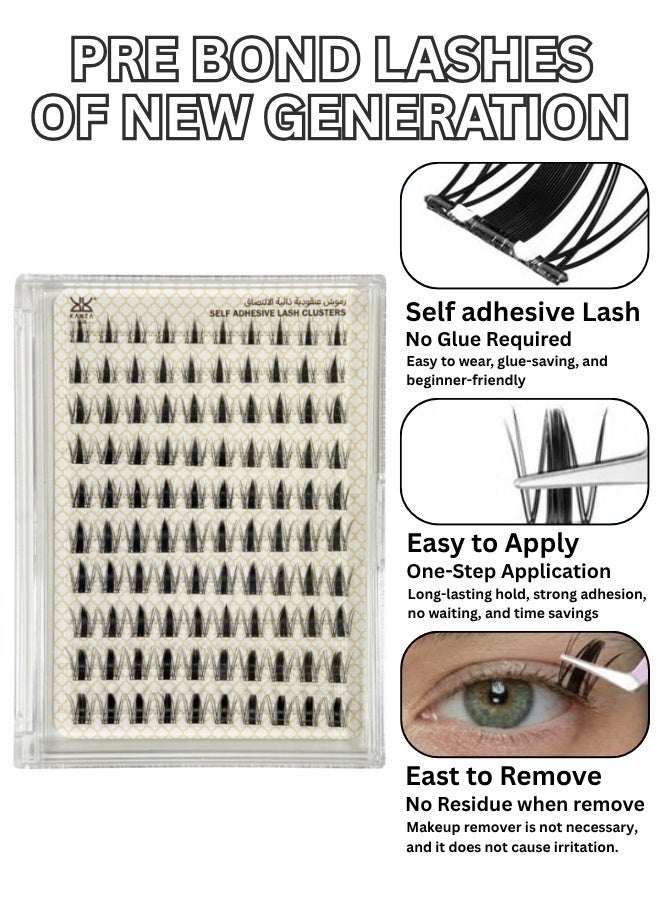 Kanza Pre Bond Type Lashes Kit with Tweezers Self Adhesive Eyelashes Eyelash Clusters Kit Autumn Maple Leaves Style Anime Eyelashes,Korean Style,Thin Black,Natural,Dynamic,Curly Wispy Lashes Cluster Kit Press on DIY Lash Extension Eye Makeup Kit Falselashes 100Pcs - Image 4
