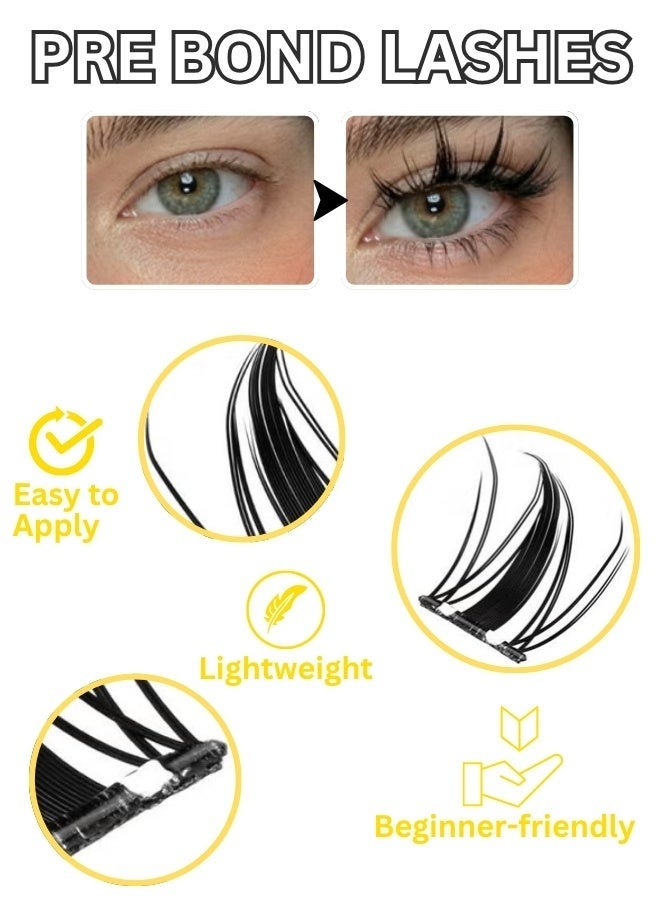 Kanza Pre Bond Type Lashes Kit with Tweezers Self Adhesive Eyelashes Eyelash Clusters Kit Autumn Maple Leaves Style Anime Eyelashes,Korean Style,Thin Black,Natural,Dynamic,Curly Wispy Lashes Cluster Kit Press on DIY Lash Extension Eye Makeup Kit Falselashes 100Pcs - Image 5