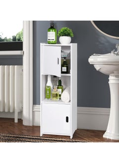 LINGWEI Waterproof Bathroom Storage Cabinet Freestanding White Organizer Unit with 2 Doors & Shelf Ideal for Toilet Paper Shampoo Towels and Daily Essentials Versatile for Bathroom  - Image 2
