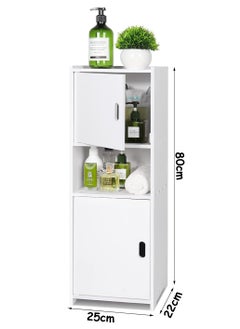 LINGWEI Waterproof Bathroom Storage Cabinet Freestanding White Organizer Unit with 2 Doors & Shelf Ideal for Toilet Paper Shampoo Towels and Daily Essentials Versatile for Bathroom  - Image 4