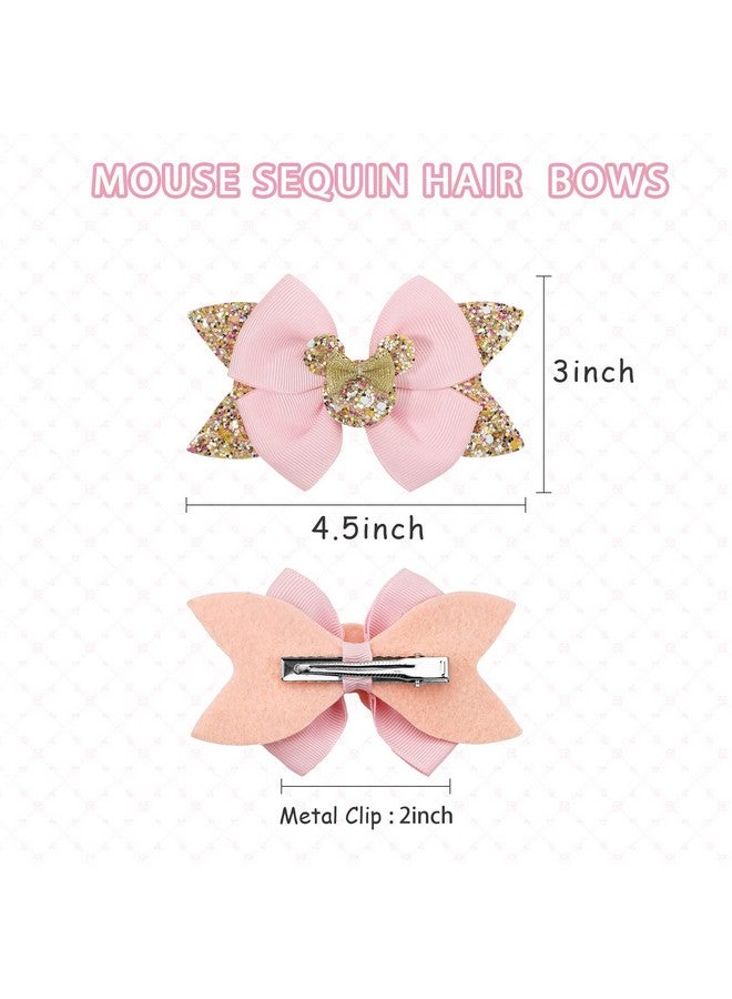 Qearl 8 Pcs Mouse Ears Bow Clips for Girls, Polka Dot Red Bows Theme Park Costume Party Decoration for Toddlers Girls in Pairs - Image 3
