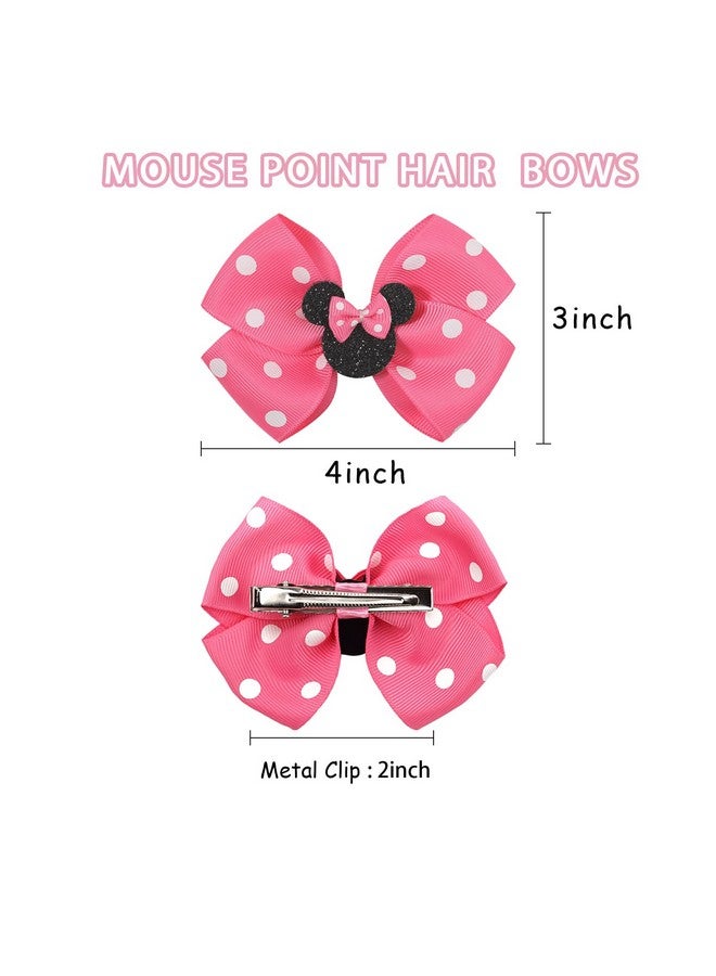 Qearl 8 Pcs Mouse Ears Bow Clips for Girls, Polka Dot Red Bows Theme Park Costume Party Decoration for Toddlers Girls in Pairs - Image 2