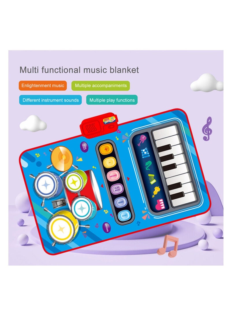 2 in 1 Multifunctional Kids Musical Keyboard & Drum Music Play Mat