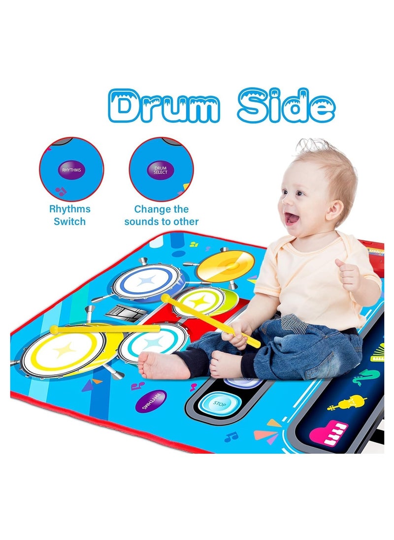 2 in 1 Multifunctional Kids Musical Keyboard & Drum Music Play Mat