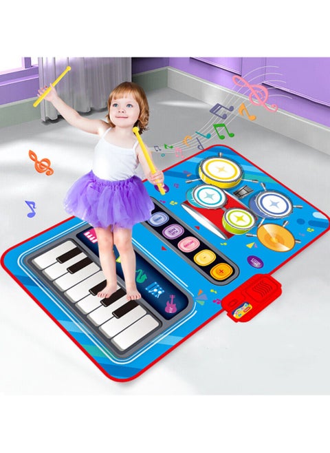 2 in 1 Multifunctional Kids Musical Keyboard & Drum Music Play Mat