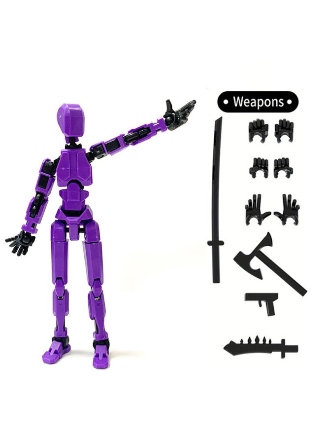 13 Multi-jointeD Movable Doll 3D PrinteD HanD Plate Lucky 13 Doll Full BoDy Activity Mechanical Decompression-Color:Purple Jointed Man  60g  - Image 1