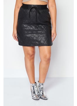 promod Women Textured Basic Mini Skirt, Black  - Image 1