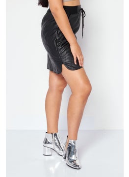 promod Women Textured Basic Mini Skirt, Black  - Image 4