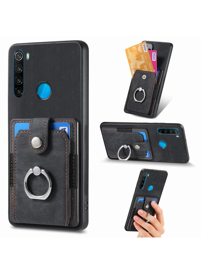 erorex Case For Xiaomi Redmi Note 8 2021 Retro Skin-feel Ring Card Wallet Phone Case - Image 1