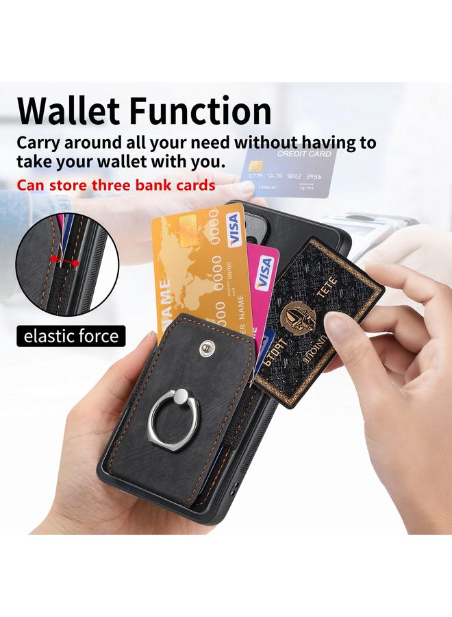 erorex Case For Xiaomi Redmi Note 8 2021 Retro Skin-feel Ring Card Wallet Phone Case - Image 3