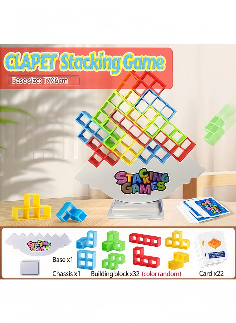 Peachjoy 32 Pcs Tetra Tower Stacking Game, Fun Balance Building Blocks Board Games for Kids Adults Family Party, Toys Gifts for Boys Girls Ages 3-12  - Image 4