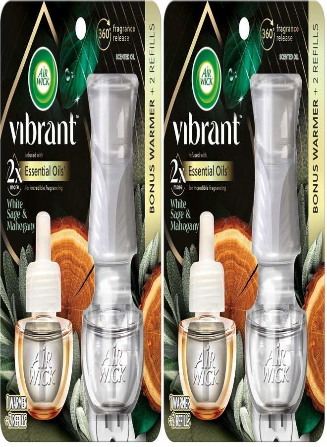 Air Wick Plug in Scented Oil Starter Kit (Gadget + 2 Refills), White Sage & Mahogany, Air Freshener, Essential Oils (Pack of 4) - Image 1