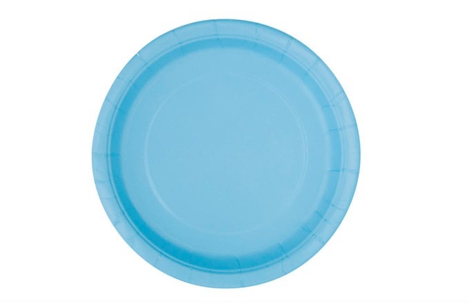 LOVELY POWDER BLUE SOLID ROUND DINNER PLATES VIBRANT 9 PACK OF 16 STURDY STYLISH PERFECT FOR BIRTHDAYS SHOWERS CELEBRATIONS