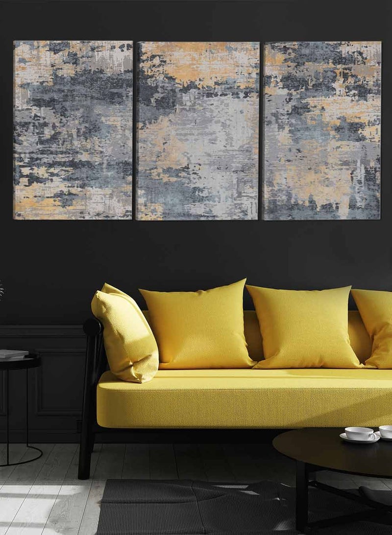 LOWHA Set Of 3 Framed Canvas Wall Arts Stretched Over Wooden Frame Retro Abstract Paintings For Home Living Room Office Decor - Image 3