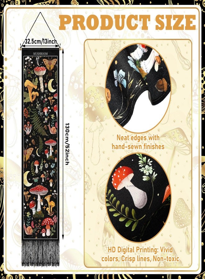 Tegeme Vintage Tapestry 52 x 13 Inch, Long Vertical Wall Hanging Reference Illustrative Botanical Tassel Tapestry for Bedroom Living Room Home Decoration(Mushroom) - Image 2