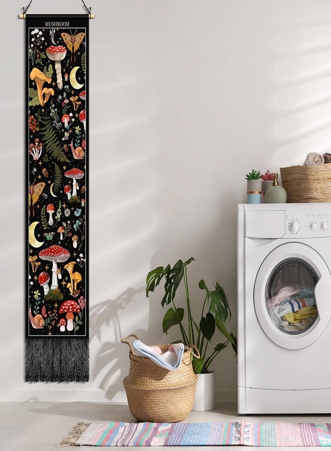 Tegeme Vintage Tapestry 52 x 13 Inch, Long Vertical Wall Hanging Reference Illustrative Botanical Tassel Tapestry for Bedroom Living Room Home Decoration(Mushroom) - Image 4