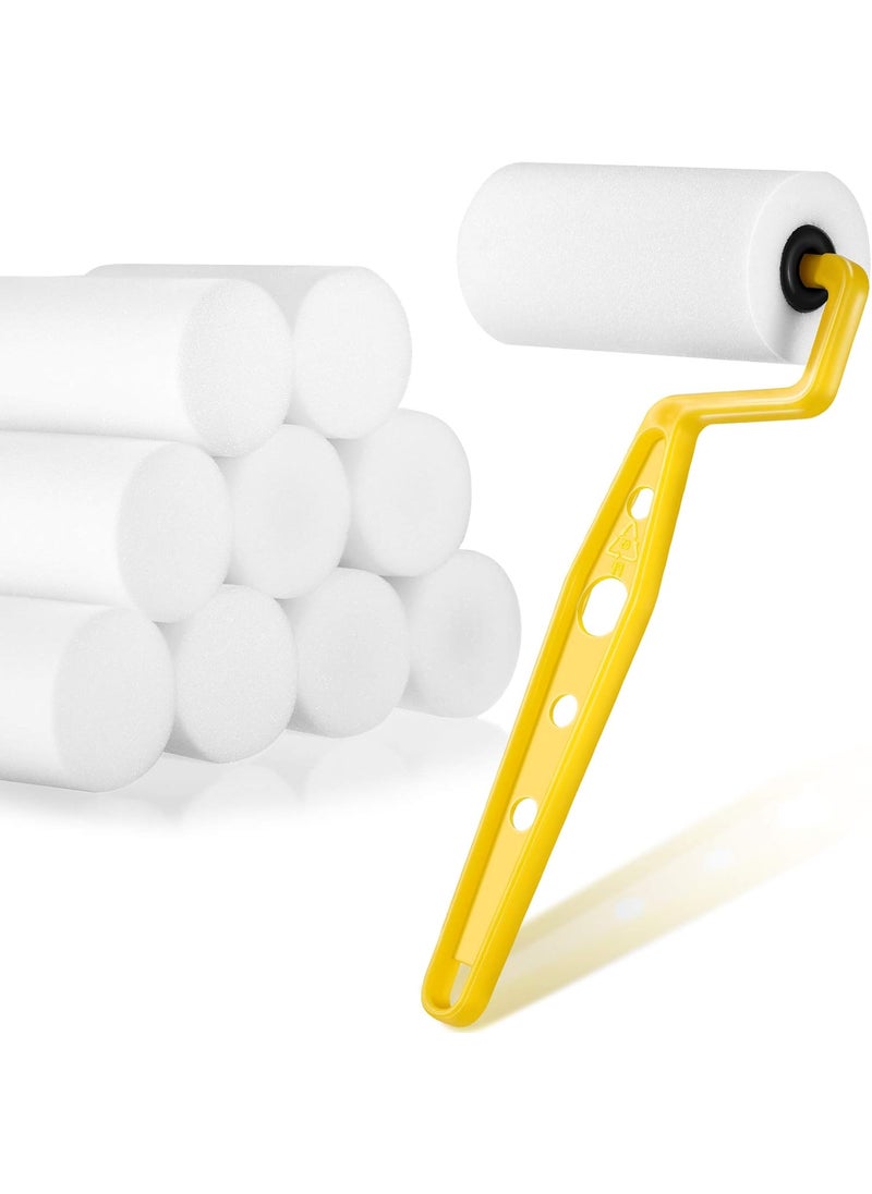 Geiserailie Geiserailie 11 Pcs Foam Paint Roller 3inch Mini Small Paint Roller Kit Covers with Frame for Home Wall Ceilings Room Door Cabinet Painting Supplies  - Image 1