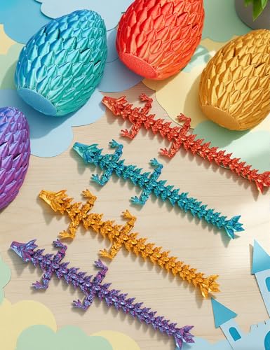 SHUWND 3D Printed Dragon Eggs 4PCS Mini Articulated Baby Dragon Toys Mystery Fidget Egg Set for Kids Adults Easter Basket Stuffers and Essentials - Image 5