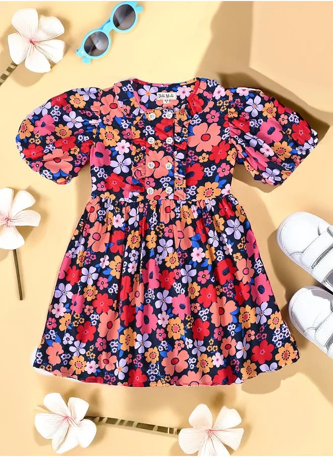 بيلا مودا Bella Moda All-Over Floral Print Balloon Sleeves Dress
