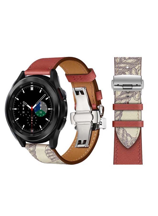 NIBEMINENT Genuine Leather Replacement Band for Samsung Galaxy Watch4 42/46mm Brique Beton - Image 1