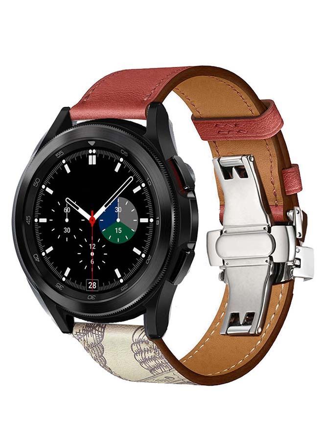 NIBEMINENT Genuine Leather Replacement Band for Samsung Galaxy Watch4 42/46mm Brique Beton - Image 2