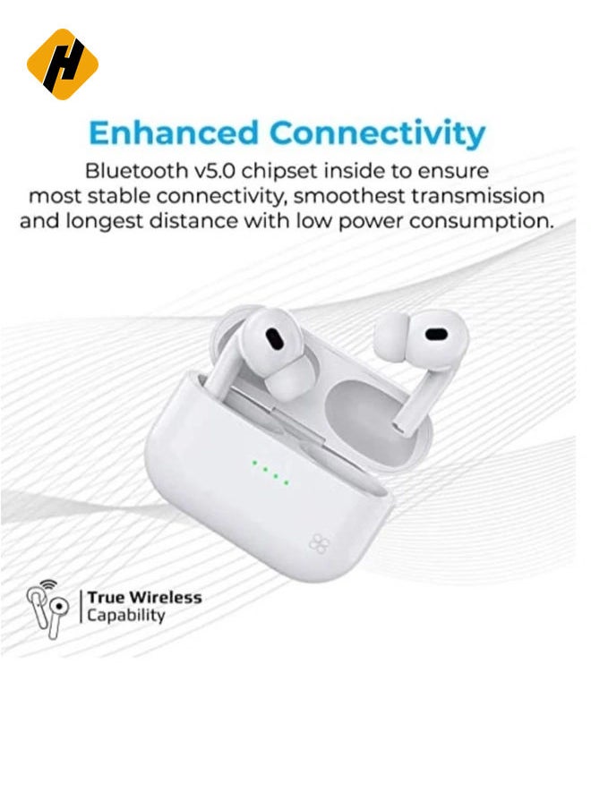 HuHa - True Wireless Earbuds, Advanced Bluetooth 5.0 Ergonomic Headphones with Mic, 16-Hour Playtime, 240mah Charging Case, Auto-Pairing and Smart-Touch-Control For iPhone 12 Pro/12 Pro Max - White - Image 1
