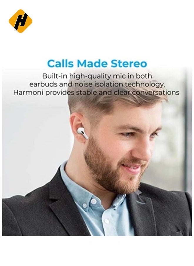 HuHa - True Wireless Earbuds, Advanced Bluetooth 5.0 Ergonomic Headphones with Mic, 16-Hour Playtime, 240mah Charging Case, Auto-Pairing and Smart-Touch-Control For iPhone 12 Pro/12 Pro Max - White - Image 1