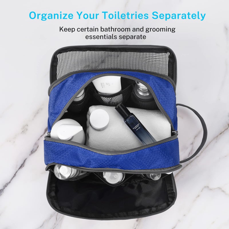 Gonex Travel Toiletry Bag Nylon, Shaving Bag Toiletry Organizer Blue - Image 4