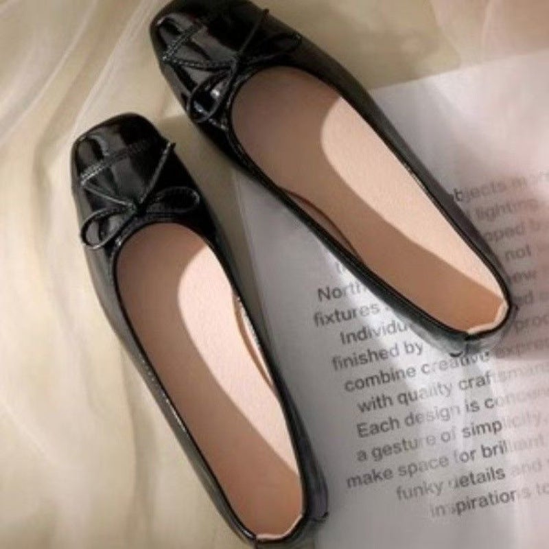 French Style Fragrant Red Shoes Soft Sole Four Seasons Shallow Mouth Bow Red Shoes Mary Jane - Image 5