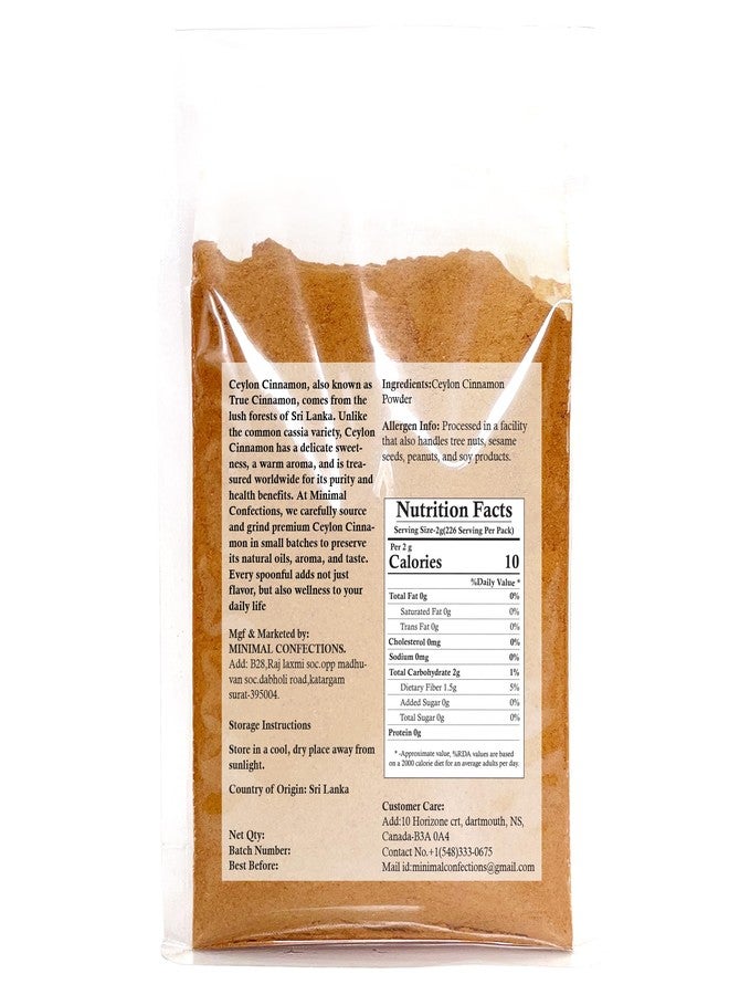 Minimal Organic Ceylon Cinnamon Powder 1lb (453g) | True Cinnamon Ground Cinnamon | 100% Natural & Pure | Sweet & Mild Flavor | Gluten-Free, Vegan, Non-GMO - Image 2