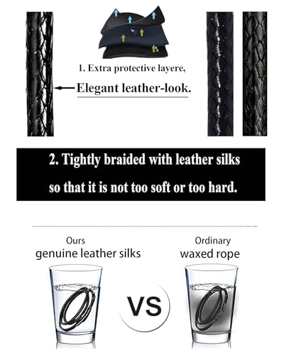 IOYYIO Mens Braided Leather Chain Necklace Cord, 24 inches Waterproof Rope Chain for pendants (gift box) - Image 4