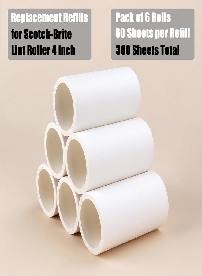 MINGRACE 4 inch Lint Roller Refills for Scotch Brite Lint Roller Replacement Refills for Pet Hair Extra Sticky Everyday Clean Lint Remover Refills 6 Pack 60 Sheets per Roll Total 360 Sheets - Image 3