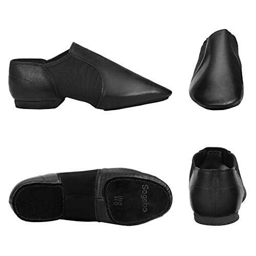 Sogebo Elastic Kids Jazz Shoes Leather Split Sole Dance for Girls Boys - 3.5 (Toddler/Little Kid/Big Kid) - Image 4