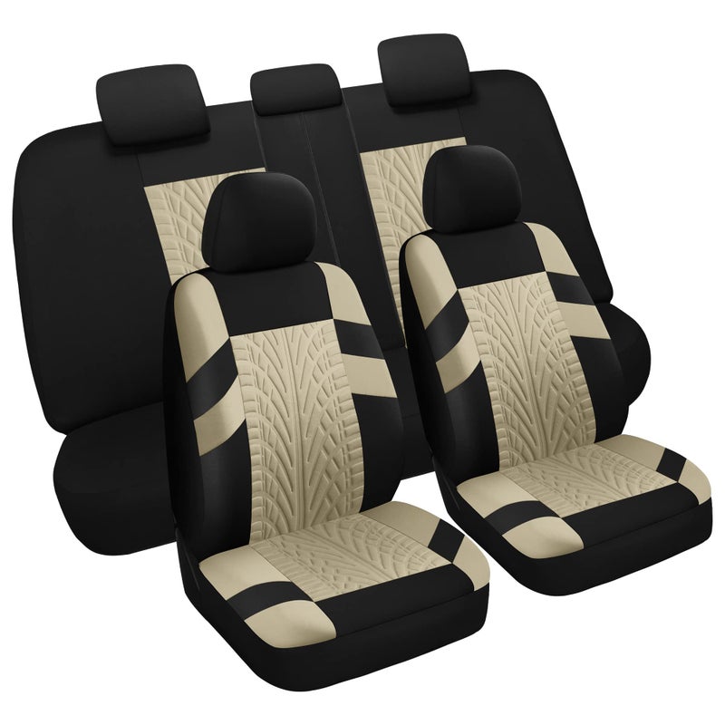 Pariitadin Car Seat Covers Full Set Washable and Breathable Premium Cloth Automotive Vehicle Seat Cover for Car Interior Universal Fit for Most Cars Sedan Truck SUVBlackBeige