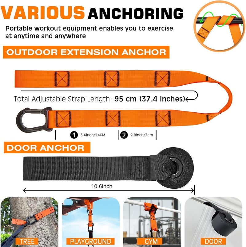 Fitense Home Resistance Training Kit - Suspension Trainer Straps with Adjustable Extension, Door Anchor, and Carry Bag - Image 2