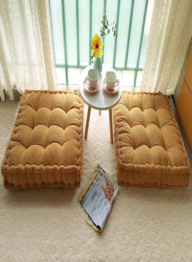 Verpert Floor Pillow 25x25 Inch, Square Meditation Cushion Floor Seating for Adults, Oversized Tufted seat Cushion Reading Nook for Kids, Yoga Meditation Pillow for Sitting on Floor (Yellow) - Image 2