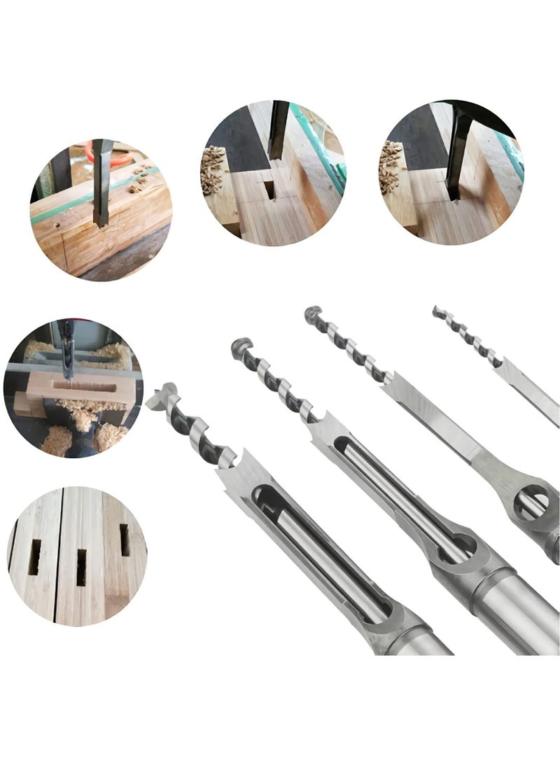 Generic - 4 PCS Square Hole Drill Bits for Woodworking, Mortising Chisel Set (Sizes: 6.4mm, 8mm, 9.5mm, 12.7mm) - Ideal for Precise Wood Drilling and Joinery Projects. - Image 1