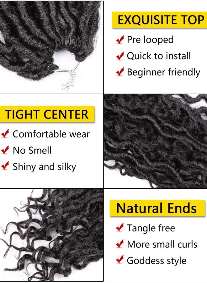 Aeagoo Goddess Locs Crochet Hair 22 Inch, 7 Packs Curly Faux Locs Crochet Hair, Pre Looped Locs Crochet Hair, Crochet Goddess Faux Locs Hair For Black Women（22 Inch, 7 Packs,1B） - Image 3
