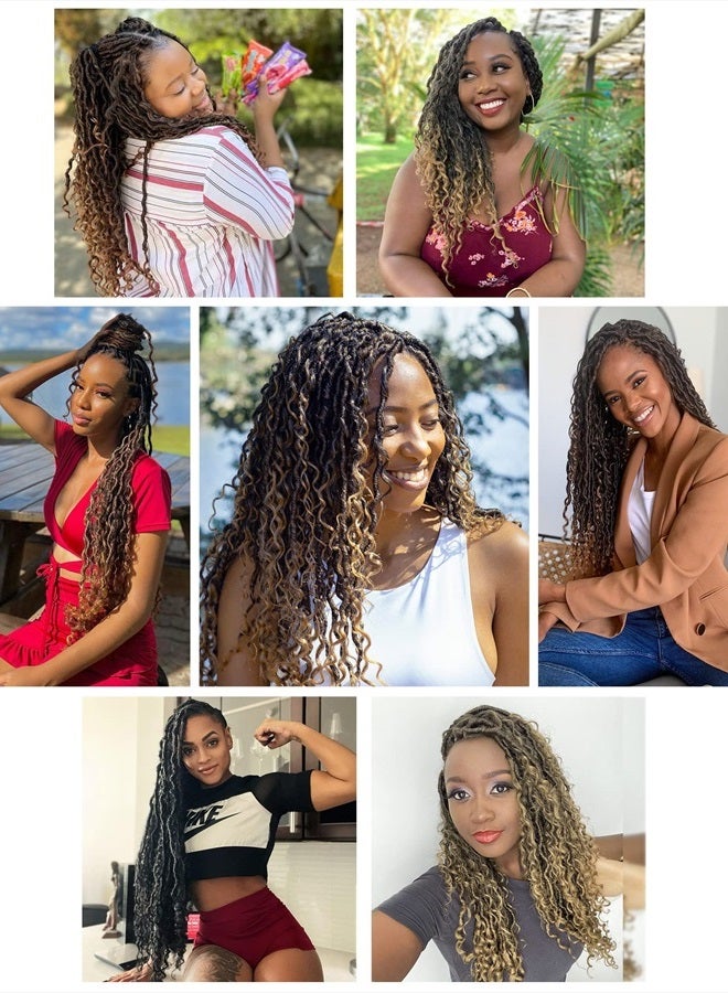 Aeagoo Goddess Locs Crochet Hair 22 Inch, 7 Packs Curly Faux Locs Crochet Hair, Pre Looped Locs Crochet Hair, Crochet Goddess Faux Locs Hair For Black Women（22 Inch, 7 Packs,1B） - Image 4