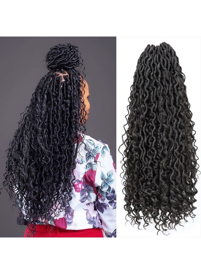 Aeagoo Goddess Locs Crochet Hair 22 Inch, 7 Packs Curly Faux Locs Crochet Hair, Pre Looped Locs Crochet Hair, Crochet Goddess Faux Locs Hair For Black Women（22 Inch, 7 Packs,1B） - Image 1
