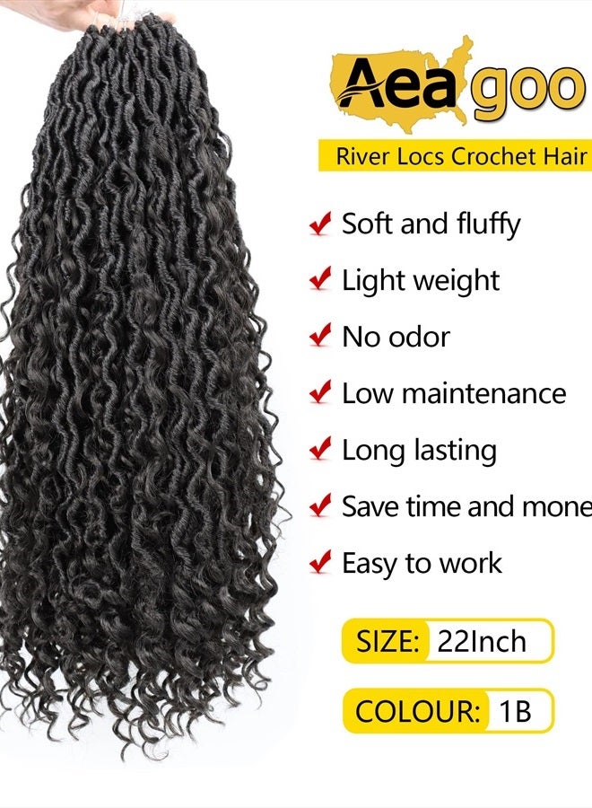 Aeagoo Goddess Locs Crochet Hair 22 Inch, 7 Packs Curly Faux Locs Crochet Hair, Pre Looped Locs Crochet Hair, Crochet Goddess Faux Locs Hair For Black Women（22 Inch, 7 Packs,1B） - Image 2