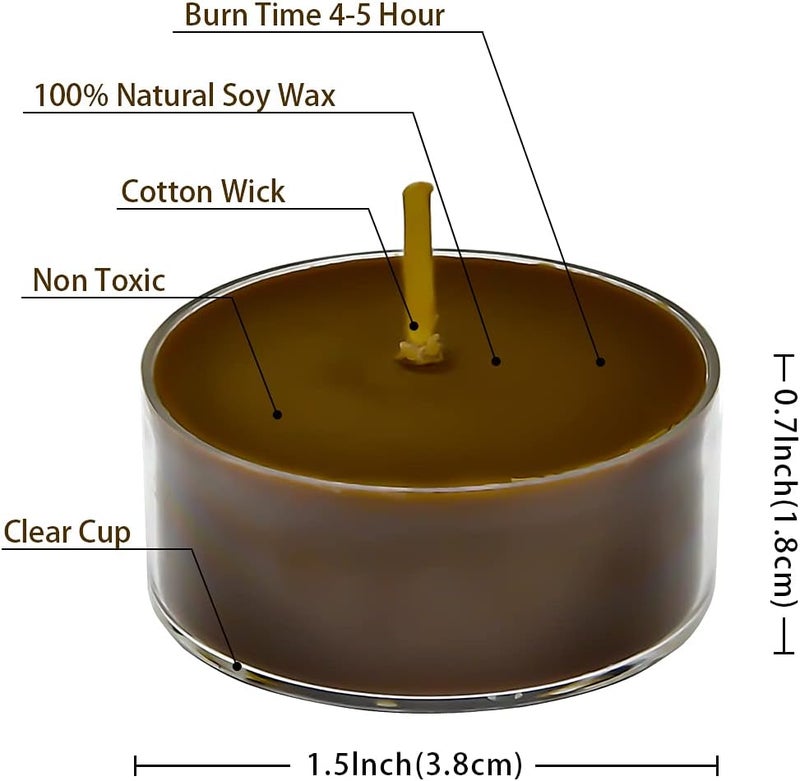 DEYBBY Scented Tealight Candles, Long Lasting Soywax Tea Candle Used for All of Holders|Clear Cup|12 Counts|Up to 4 Hour Burn Time|Coffee - Image 2