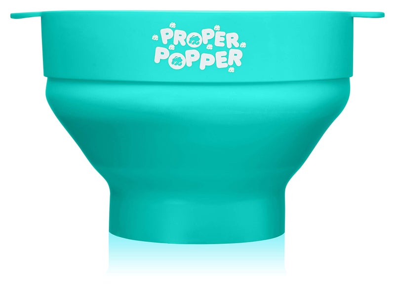 PROPER POPPER The Original Proper Popper Microwave Popcorn Popper, Silicone Popcorn Maker, Collapsible Bowl BPA Free & Dishwasher Safe - (Aqua) - Image 3