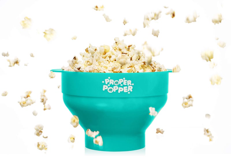 PROPER POPPER The Original Proper Popper Microwave Popcorn Popper, Silicone Popcorn Maker, Collapsible Bowl BPA Free & Dishwasher Safe - (Aqua) - Image 2