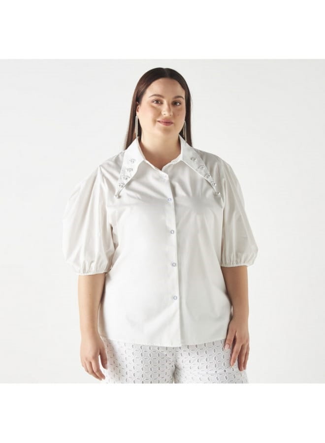 2Xtremz 2Xtremz Embellished Shirt with Puff Sleeves  - Image 2