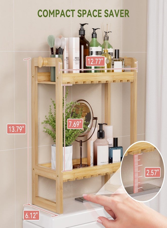 AmazerBath Bamboo Over The Toilet Storage Shelf - 2-Tier Bathroom Organizers and Storage Shelves, 2 in 1 Dual Stable Above Over Toilet Bamboo Shelf Home Storages Rack for Small Bathroom, Space Saver - Image 3